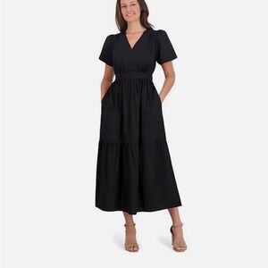 Black short sleeve maxi dress